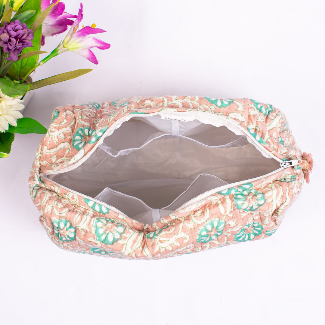 Travel Bag with Pockets, Assorted hand Block Printed Large Toiletry Bag, Waterproof Wash Bag, Makeup Bag, Cosmetic Bag, Jumbo Wash Bag