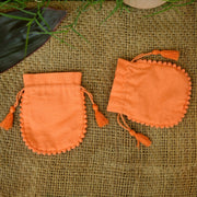 100 pcs Handmade Round Pom Pom Jewelry Pouches Orange - CraftJaipur