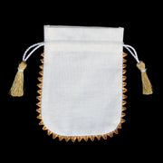 White Drawstring Jewelry Pouches Cotton Gift Bags - CraftJaipur