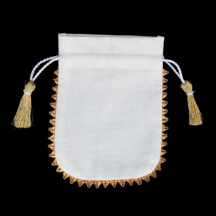 White Drawstring Jewelry Pouches Cotton Gift Bags - CraftJaipur