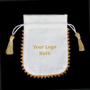 White Drawstring Jewelry Pouches Cotton Gift Bags - CraftJaipur