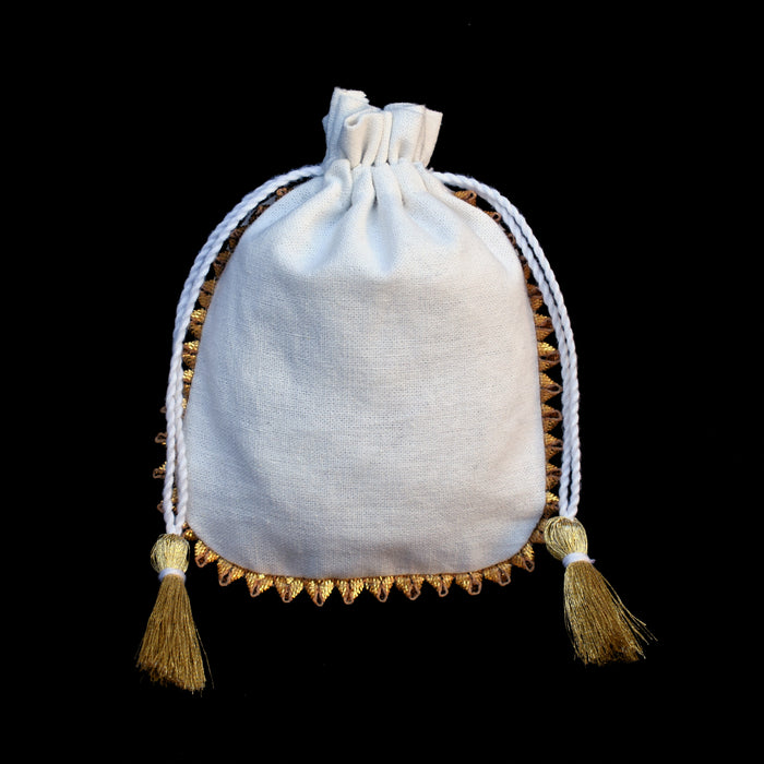 White Drawstring Jewelry Pouches Cotton Gift Bags - CraftJaipur