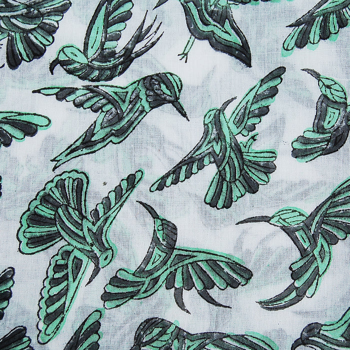 Handmade Flying Bird Printed Running Cotton Voile Fabrics - CraftJaipur