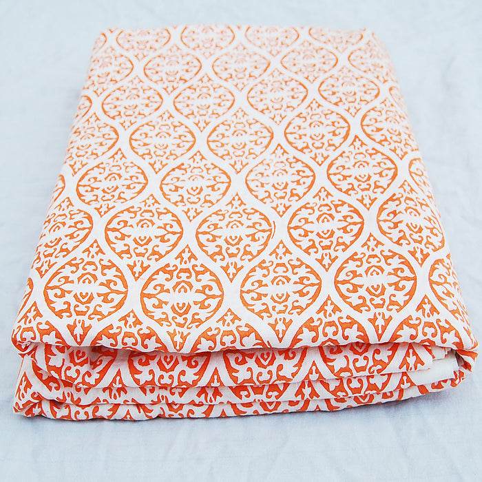 Natural Cotton Wooden Block Printed Dress Fabric