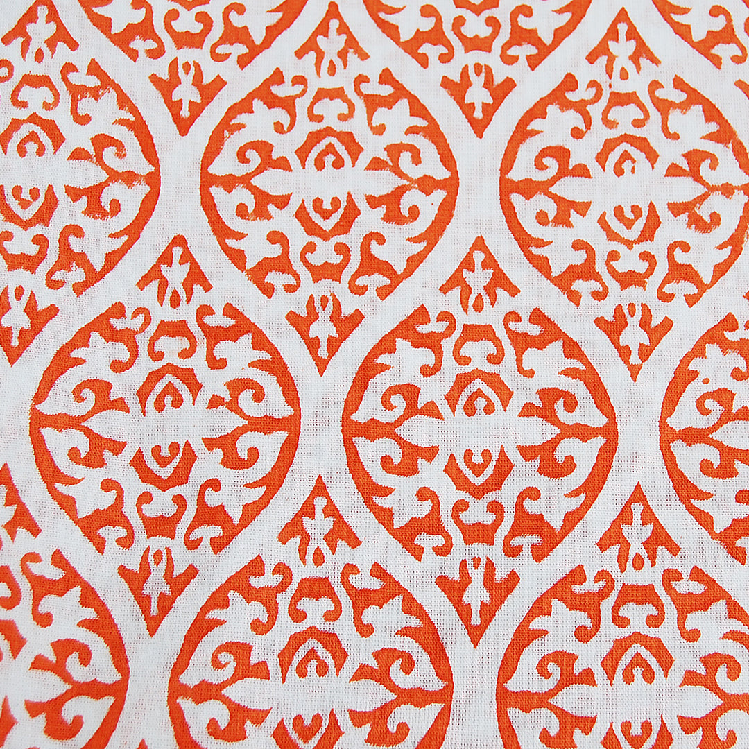 Natural Cotton Wooden Block Printed Dress Fabric