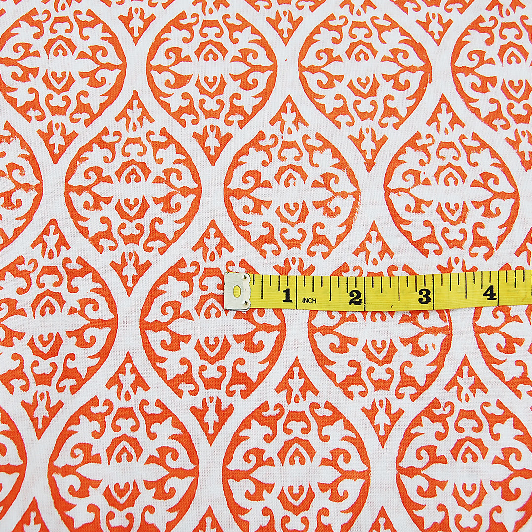 Natural Cotton Wooden Block Printed Dress Fabric