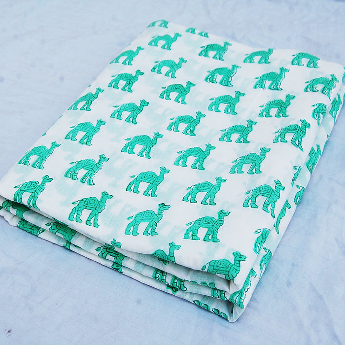 Camel Hand Block Print Indian Natural Cotton Fabric