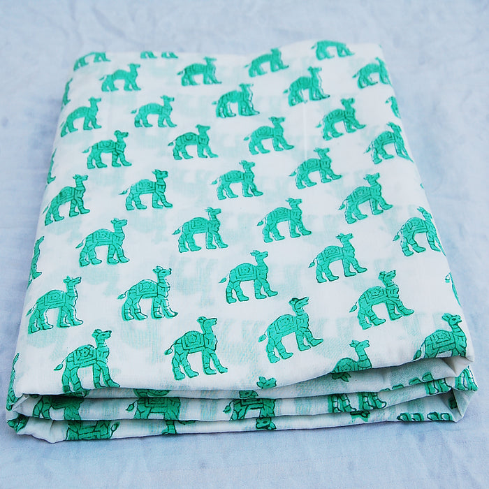 Camel Hand Block Print Indian Natural Cotton Fabric