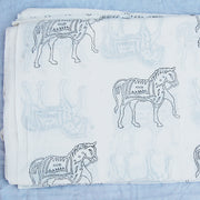 Hand Block Horse Printed Sanganeri Cotton Running Fabric - CraftJaipur