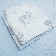 Hand Block Horse Printed Sanganeri Cotton Running Fabric - CraftJaipur