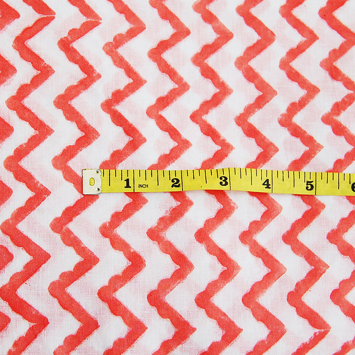Zig Zag Block Printed Cotton Running Voile Clothing Fabric