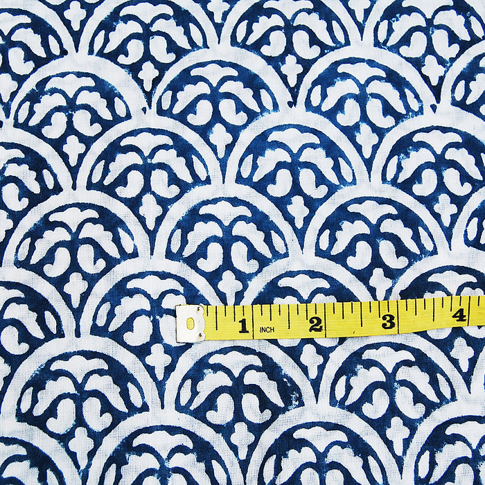 Indigo Blue Floral Printed Cotton Running Indian Fabric - CraftJaipur