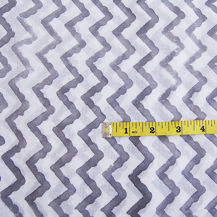 Handmade Zig Zag Block Printed Cotton Dressmaking Fabric - CraftJaipur