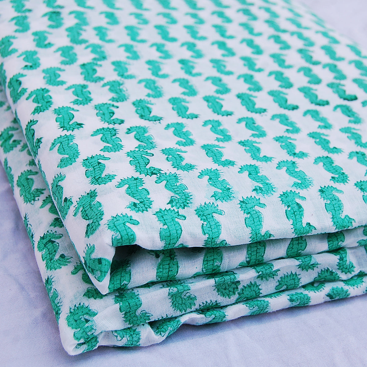 Wooden Block Printed Floral Running Natural Cotton Fabric - CraftJaipur