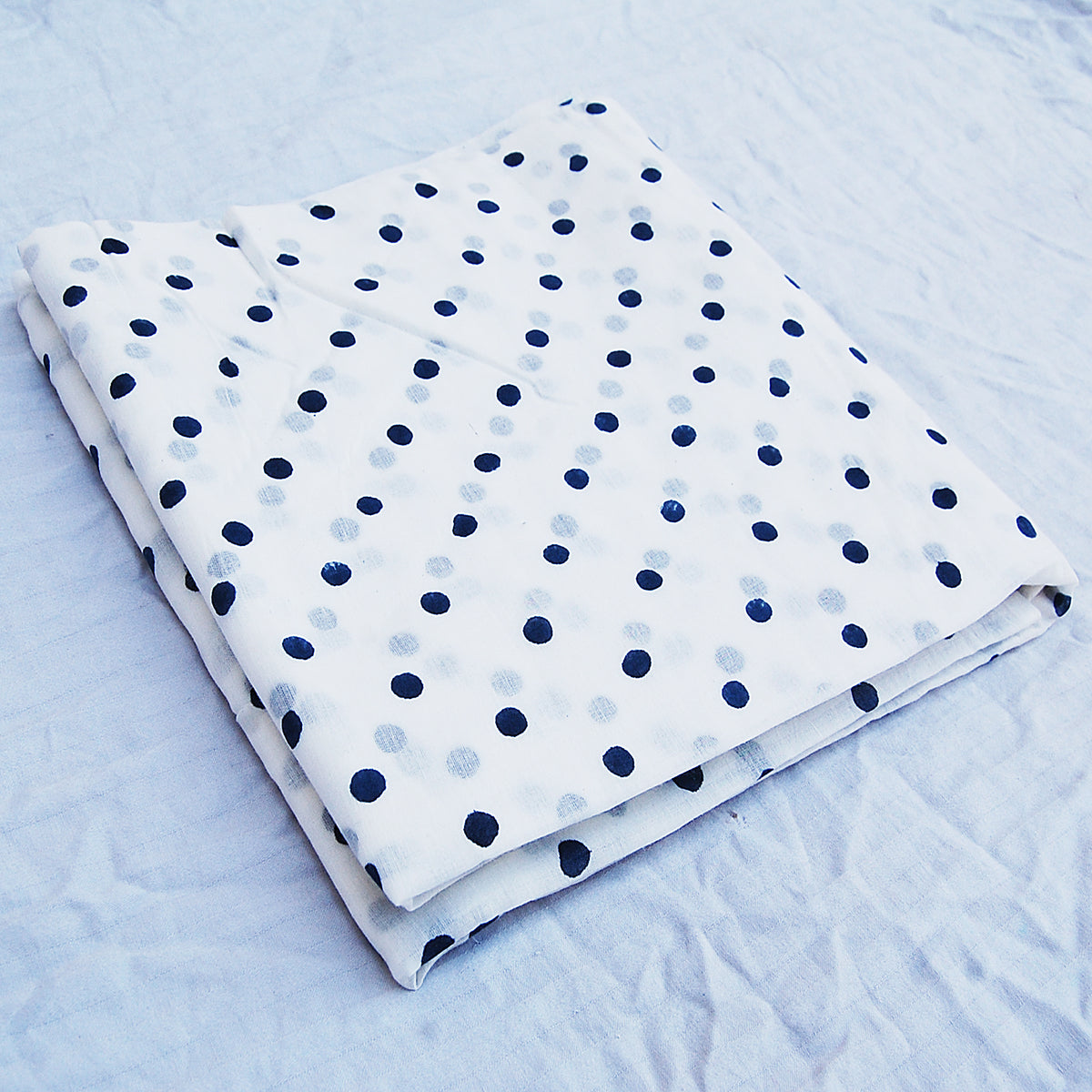 Handmade Polka Dot Printed Natural Cotton Dress Sewing Fabric - CraftJaipur