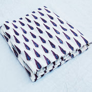 White Hand Block Print Natural Cotton Fabric Sewing Material