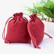 Set Of 100 Maroon Drawstring Custom Jewelry Packaging Pouch, Wedding Favor Bags