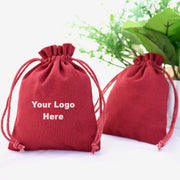 Set Of 100 Maroon Drawstring Custom Jewelry Packaging Pouch, Wedding Favor Bags