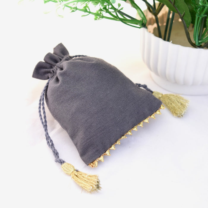 100 Grey Cotton Drawstring Gift, Jewelry Packaging Pouch, Wedding Favor Bags