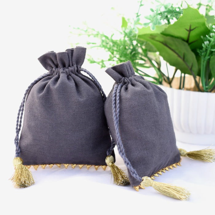 100 Grey Cotton Drawstring Gift, Jewelry Packaging Pouch, Wedding Favor Bags