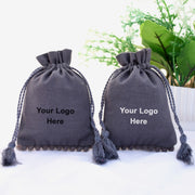 Pack Of 100 Personalized Logo Drawstring Bags Custom Jewelry Packaging Pouches