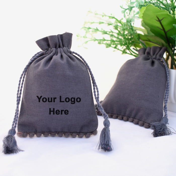Pack Of 100 Personalized Logo Drawstring Bags Custom Jewelry Packaging Pouches