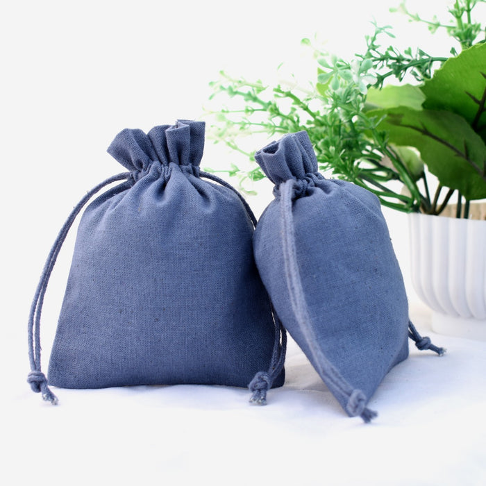 100 Blue Cotton Drawstring Jewelry Pouch, Custom Favor Bags, Coin Pouch - CraftJaipur
