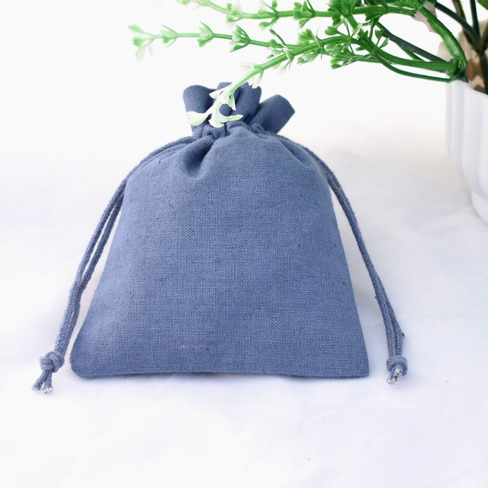 100 Blue Cotton Drawstring Jewelry Pouch, Custom Favor Bags, Coin Pouch - CraftJaipur