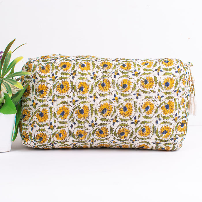 Cosmetic Bag, Assorted hand Block Printed Large Toiletry Bag, Waterproof Wash Bag, Makeup Bag, Travel Bag with Pockets, Jumbo Wash Bag