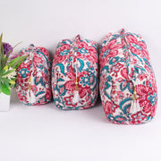 Hand Block Print Toiletry Bag, Quilted Wash Bag, Cosmetic Pouch, Travel bag, Makeup Bag, Gift For Her - CraftJaipur