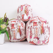 Block Print Cosmetic Bag, Makeup Pouch, Fish Print Wash Bag, Stocking Filler