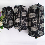 ORGANIC Cotton Handmade block printed Zipper Pouch, Make-up purse Bags, Utility bag - Gift for Her