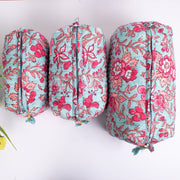 Set Of 3 Makeup Bag, Hand Block Print Cotton Toilet Bag, Toiletry Bags, Cosmetic Bag, Block Print Bag - CraftJaipur