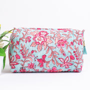 Set Of 3 Makeup Bag, Hand Block Print Cotton Toilet Bag, Toiletry Bags, Cosmetic Bag, Block Print Bag - CraftJaipur