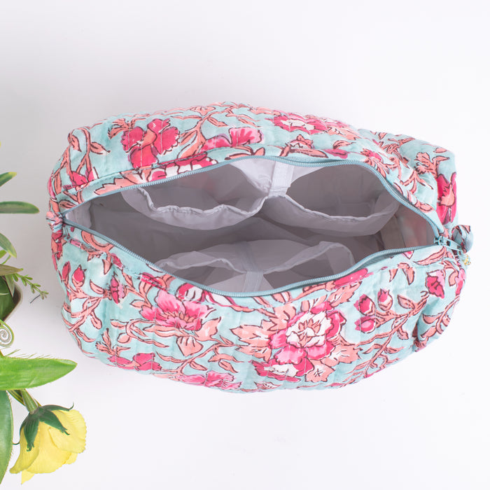 Set Of 3 Makeup Bag, Block Print Cotton Toilet Bag, Toiletry Bags, Cosmetic Bag, Block Print Bag