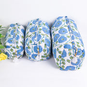 ORGANIC Cotton Hand block printed Zipper Pouch, Make-up purse, Utility bag- Gift for Her