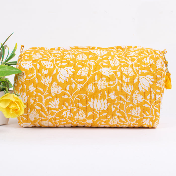 Cosmetic Bag, Assorted hand Block Printed Large Toiletry Bag, Waterproof Wash Bag, Makeup Bag, Travel Bag with Pockets, Jumbo Wash Bag