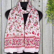 Beautiful Floral Print Scarves,Indian Cotton Hand Block Print Sarong, Handmade Cotton Duppata, Decorative Women Beach Wear Pareo Indian scarf - CraftJaipur