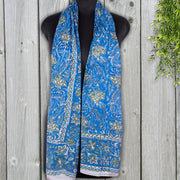 Hand Made Floral Print Scarves Blue Color Hand Block Print Sarong Decorative Cotton Duppta Indian Beautiful Beach Pareo - CraftJaipur