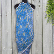 Hand Made Floral Print Scarves Blue Color Hand Block Print Sarong Decorative Cotton Duppta Indian Beautiful Beach Pareo - CraftJaipur