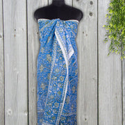 Hand Made Floral Print Scarves Blue Color Hand Block Print Sarong Decorative Cotton Duppta Indian Beautiful Beach Pareo - CraftJaipur