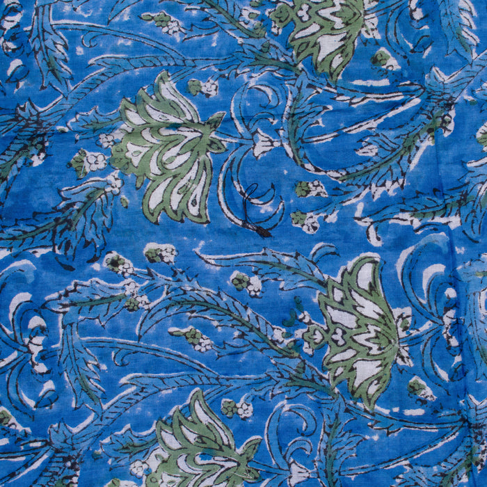Hand Made Floral Print Scarves Blue Color Hand Block Print Sarong Decorative Cotton Duppta Indian Beautiful Beach Pareo - CraftJaipur