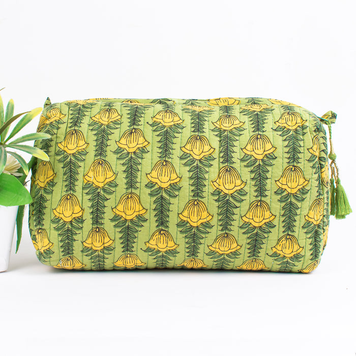 Set Of 3 Makeup Bag, Block Print Cotton Toilet Bag, Toiletry Bags, Cosmetic Bag, Block Print Bag