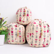 Assorted Makeup Bag, Indian Hand Block Printed Large Toiletry Bag, Waterproof Wash Bag, Cosmetic Bag, Travel Bag with Pockets, Jumbo Wash Bag