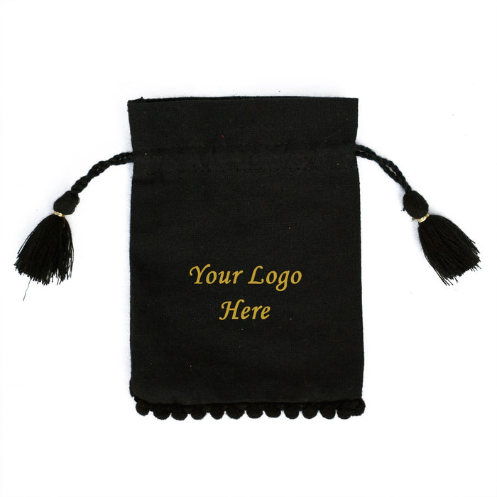 Buy Personalized Black Small Jewelry Drawstring Pouches Bags – CraftJaipur