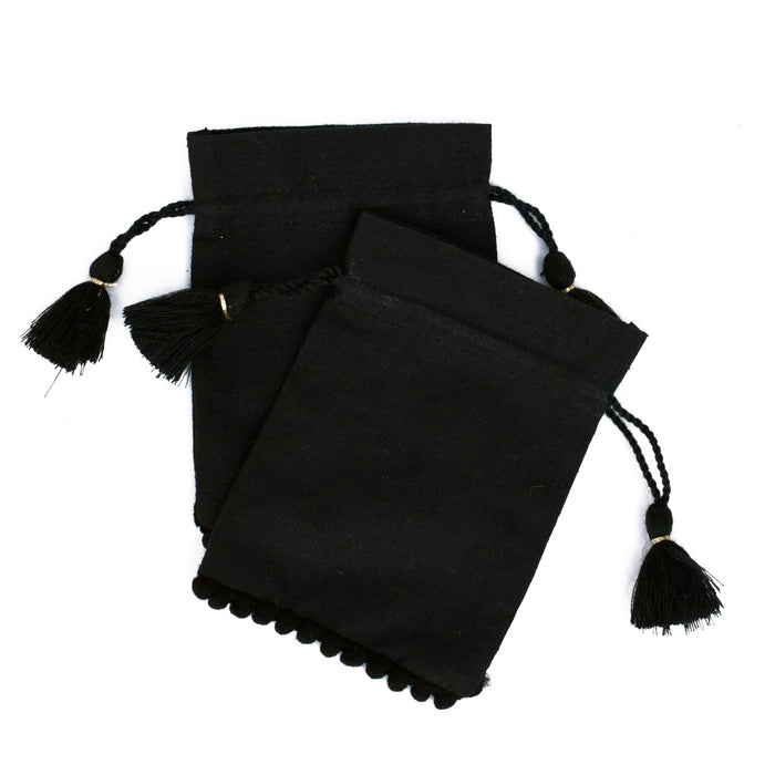 Personalized Jewelry Pouches Small Black Storage Drawstring Bags - CraftJaipur