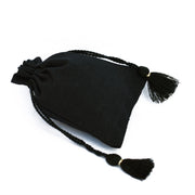 Small Drawstring Bags Unique Jewelry Packaging Black Pouches with Tassels Eco-friendly Bags- CraftJaipur