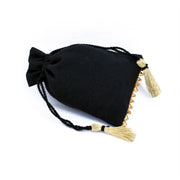 Handmade Indian Cotton Jewelry Pouch Black, Small Wedding Gift Bags - CraftJaipur
