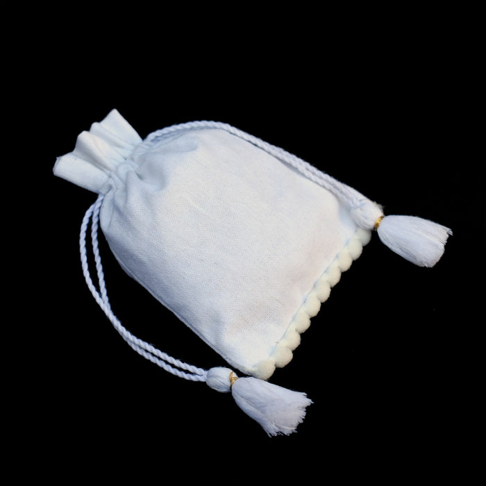 White Drawstring Cotton Pouches For Jewelry - CraftJaipur