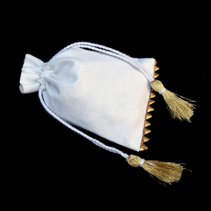 Designer Cotton Drawstring Favor White Jewelry Pouches At  Wholesale Price